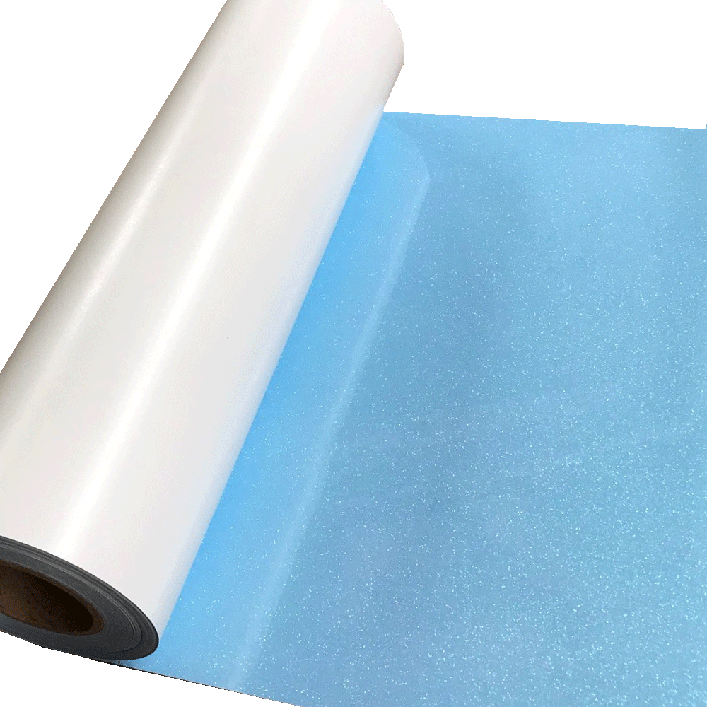 Glitter, Rainbow Neon Blue Heat Transfer Vinyl 19" HTV