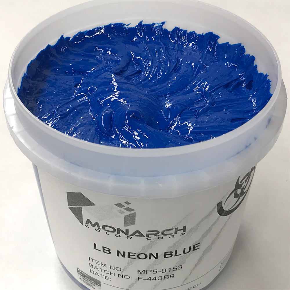 Monarch Plastisol Screen Printing Inks Low Temp Poly / Poly Blend Fluorescent Neon Blue