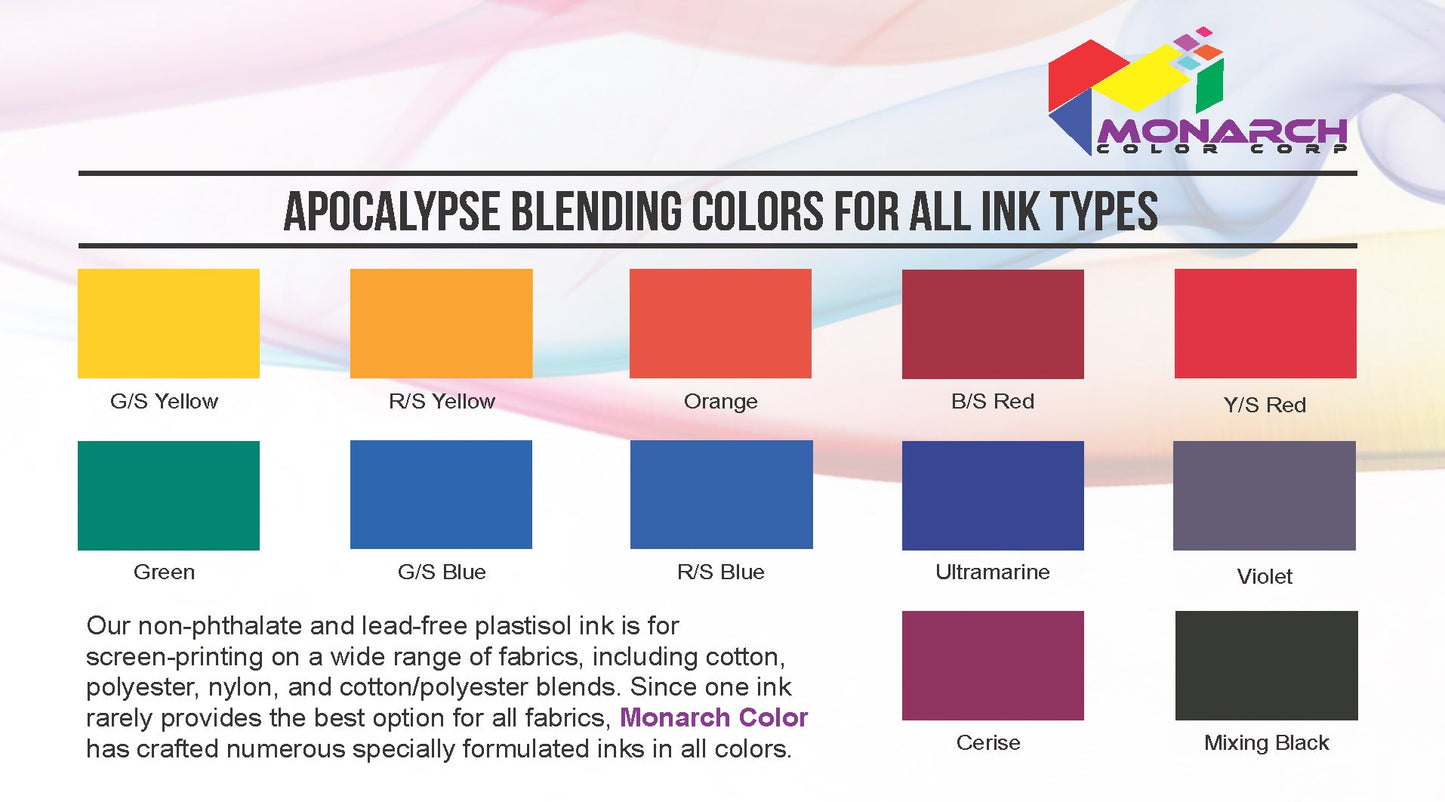 Monarch Apocalypse LB Colors Plastisol Screen Printing Inks Low Temp Poly/Poly Blend Blending Mixing System MX7-0128 MX Black